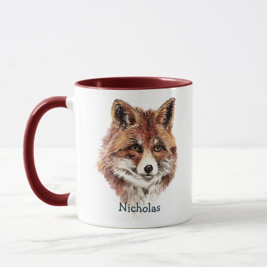 Niedliche Wasserfarbe Roter Fuchs Tierart Art Tasse (Links)