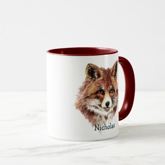 Niedliche Wasserfarbe Roter Fuchs Tierart Art Tasse (VorderseiteRechts)