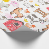 Niedliche Wasserfarbe Rustikale Farm Barnyard Tier Geschenkpapier (Ecke)