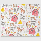 Niedliche Wasserfarbe Rustikale Farm Barnyard Tier Geschenkpapier (Flach)