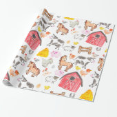 Niedliche Wasserfarbe Rustikale Farm Barnyard Tier Geschenkpapier (Ungerollt)