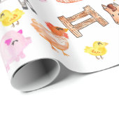Niedliche Wasserfarbe Rustikale Farm Barnyard Tier Geschenkpapier (Rolleneckpunkt)