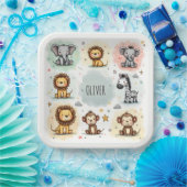 Niedliche Wasserfarbe Safari Tierdoodles Pappteller (Party)