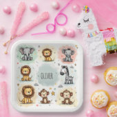 Niedliche Wasserfarbe Safari Tierdoodles Pappteller (Party)