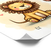 Niedliche Wasserfarbe Safari Tierdoodles Poster (Ecke)