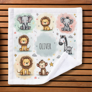 Niedliche Wasserfarbe Safari Tierdoodles Waschlappen
