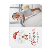 Niedliche Wasserfarbe Santa Maltese Dog Foto Weihn Magnet (Vertikal)