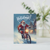 Niedliche Wasserfarbe Santa on Bicycle Weihnachten (Stehend Vorderseite)