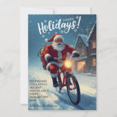 Niedliche Wasserfarbe Santa on Bicycle Weihnachten (Vorderseite)