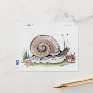 Niedliche Wasserfarbe Schnecke Art Tier Postkarte