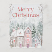 Niedliche Wasserfarbe Schneedorf Frohe Weihnachten (Vorderseite)