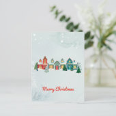 Niedliche Wasserfarbe Schneedorf Weihnachten (Stehend Vorderseite)