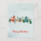 Niedliche Wasserfarbe Schneedorf Weihnachten (Vorderseite)