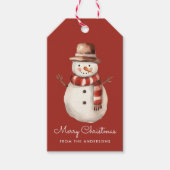 Niedliche Wasserfarbe Schneemann Frohe Weihnachten Geschenkanhänger (Vorderseite)