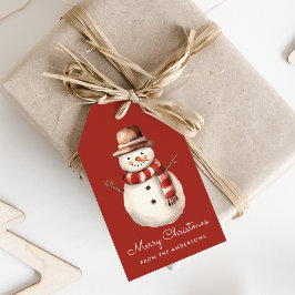 Niedliche Wasserfarbe Schneemann Frohe Weihnachten Geschenkanhänger