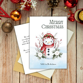 Niedliche Wasserfarbe Schneemann Weihnachten