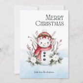 Niedliche Wasserfarbe Schneemann Weihnachten (Vorderseite)