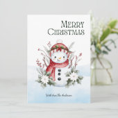 Niedliche Wasserfarbe Schneemann Weihnachten (Stehend Vorderseite)