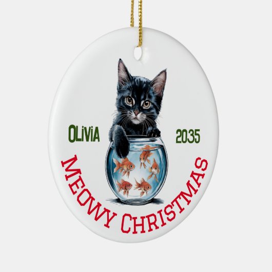 Niedliche Wasserfarbe Schöne Katze & Goldfish, lus Keramik Ornament (Rechts)