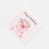Niedliche Wasserfarbe Schweinefieber Geburtstag Serviette (Ecke)