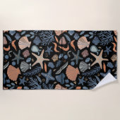 Niedliche Wasserfarbe Seashell Coral Strandtuch (Vorderseite)