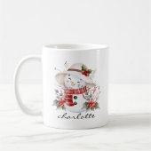 Niedliche Wasserfarbe Snowman Grüne Weihnachten Kaffeetasse (Links)