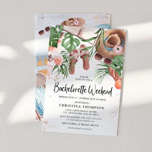 Niedliche Wasserfarbe Sommerwochenende Junggeselin Einladung