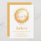 Niedliche Wasserfarbe Sonnenschein Girl Einladung (Vorne/Hinten)