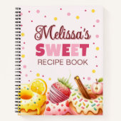 Niedliche Wasserfarbe Süße Donut mit Namensrezeptu Notizblock (Vorderseite)