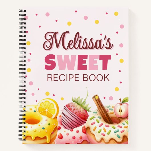 Niedliche Wasserfarbe Süße Donut mit Namensrezeptu Notizblock (Vorderseite)