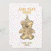 Niedliche Wasserfarbe Teddy Bär Geburtstag Einladung (Vorne/Hinten)
