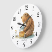 Niedliche Wasserfarbe Teddy Bären Honig Pot Person Große Wanduhr (Winkel)