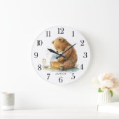 Niedliche Wasserfarbe Teddy Bären Honig Pot Person Große Wanduhr (Zuhause)