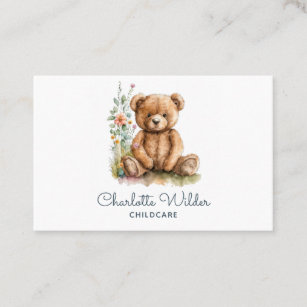 Niedliche Wasserfarbe Teddy Bear Kinderbetreuung Visitenkarte