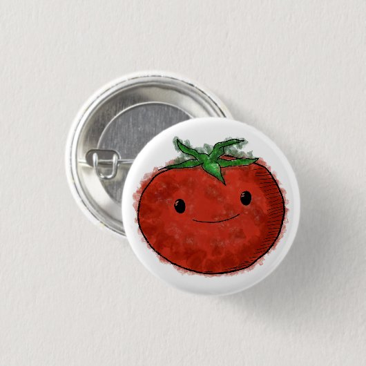 Niedliche Wasserfarbe Tomaten Button (Vorne & Hinten)