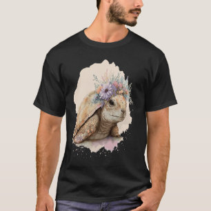 Niedliche Wasserfarbe Tortoise Schildkröte Blume R T-Shirt