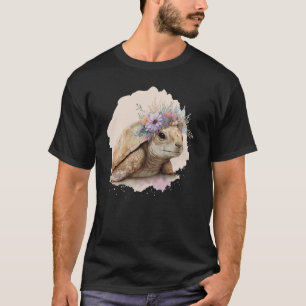 Niedliche Wasserfarbe Tortoise Schildkröte Blume R T-Shirt