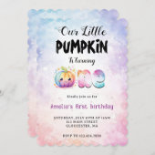 Niedliche Wasserfarbe Unser kleiner Pumpkin 1. Geb Einladung (Vorne/Hinten)
