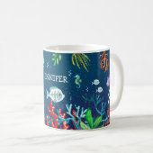 Niedliche Wasserfarbe unter dem Meer Custom Blue Kaffeetasse (VorderseiteRechts)