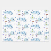 Niedliche Wasserfarbe Urlaub Schneemann Weihnachts Geschenkpapier Set (Vorderseite 2)