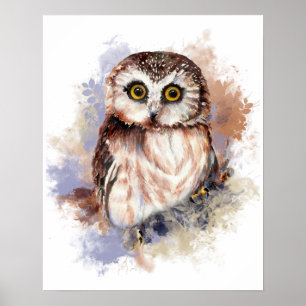 Niedliche Wasserfarbe Vogelwelt Kunst Poster