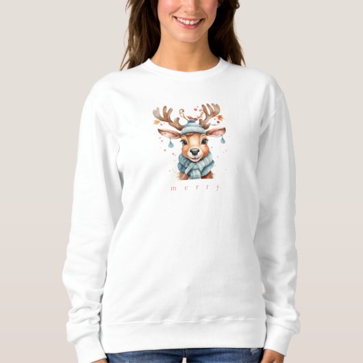 Niedliche Wasserfarbe Wald Weihnachtsbaum Sweatshirt (Vorderseite)