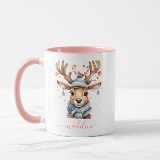 Niedliche Wasserfarbe Wald Weihnachtsbaum Tasse (Links)