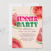 Niedliche Wasserfarbe Wassermelone Sommer-Party |  Einladung (Vorderseite)