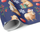 Niedliche Wasserfarbe Weihnachten Capybara Geschenkpapier (Rolleneckpunkt)