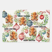 Niedliche Wasserfarbe Weihnachten Geschenkpapier Set (Vorderseite 2)