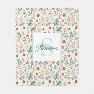 Niedliche Wasserfarbe Weihnachten Schöne Grüne Fleecedecke