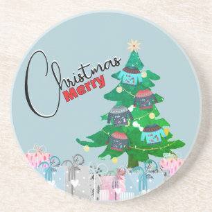 Niedliche Wasserfarbe Weihnachtsbaum Frohe Weihnac Getränkeuntersetzer