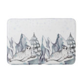 Niedliche Wasserfarbe Weißes Siegel Pine Tree Schn Badematte (Vorderseite)