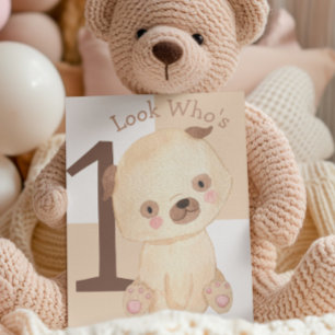 Niedliche Wasserfarbe Welpe Individuelle Name 1. G Karte